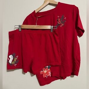 Disney Red Christmas Pajama Set Shirt